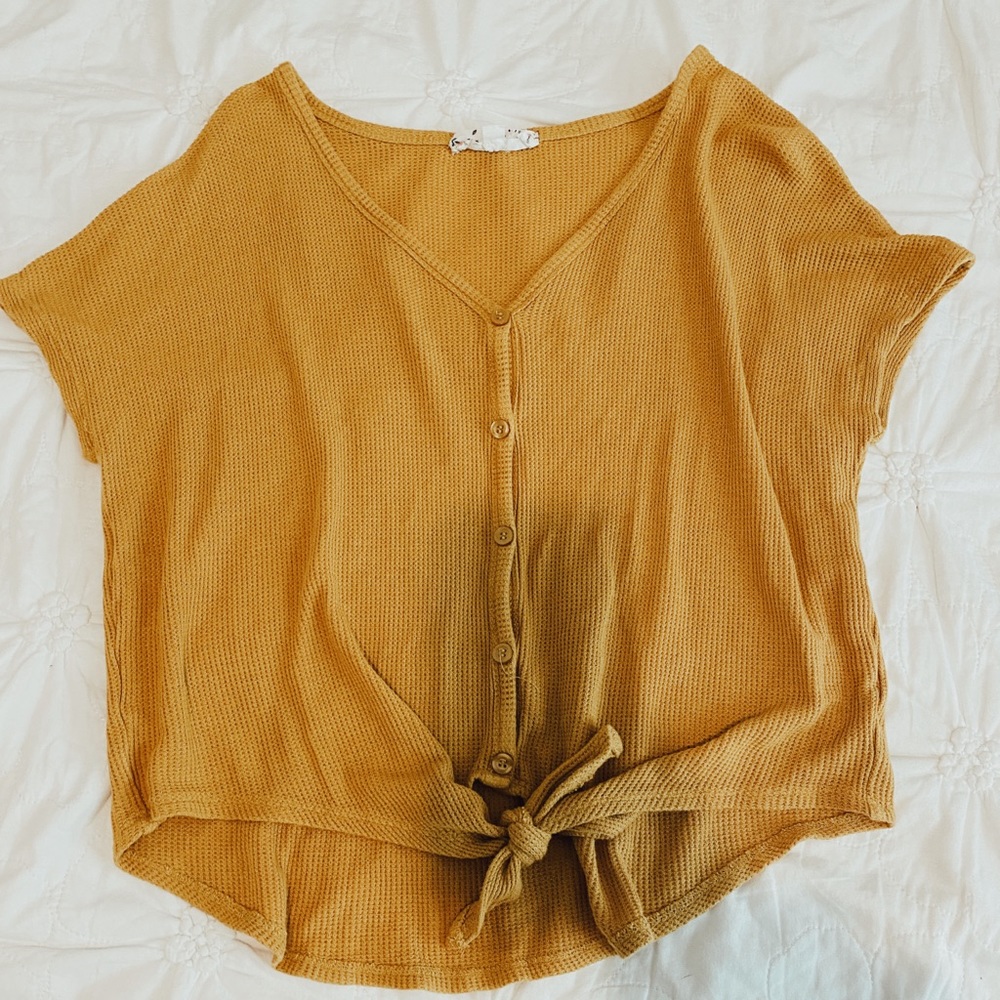 Pink rose yellow flowy top size S